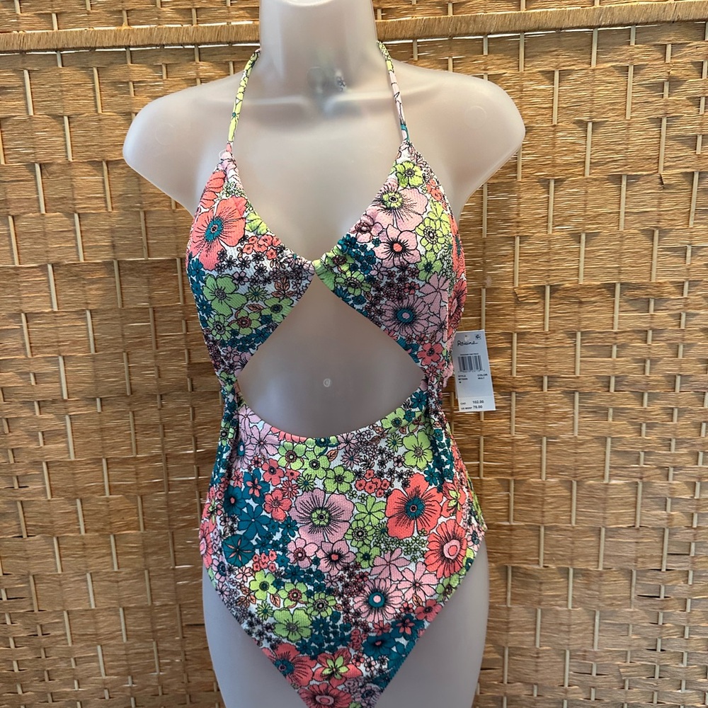 Raisins Pink and Green Floral One Piece Swimsuit